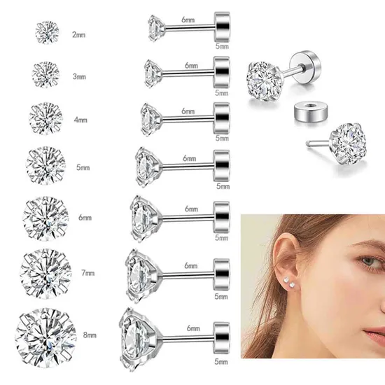 Stainless Steel Earring Piercing Jewelry for Men and Women Anti Allergic Small Ear Bone Nail Zircon Earring Ssp6042 